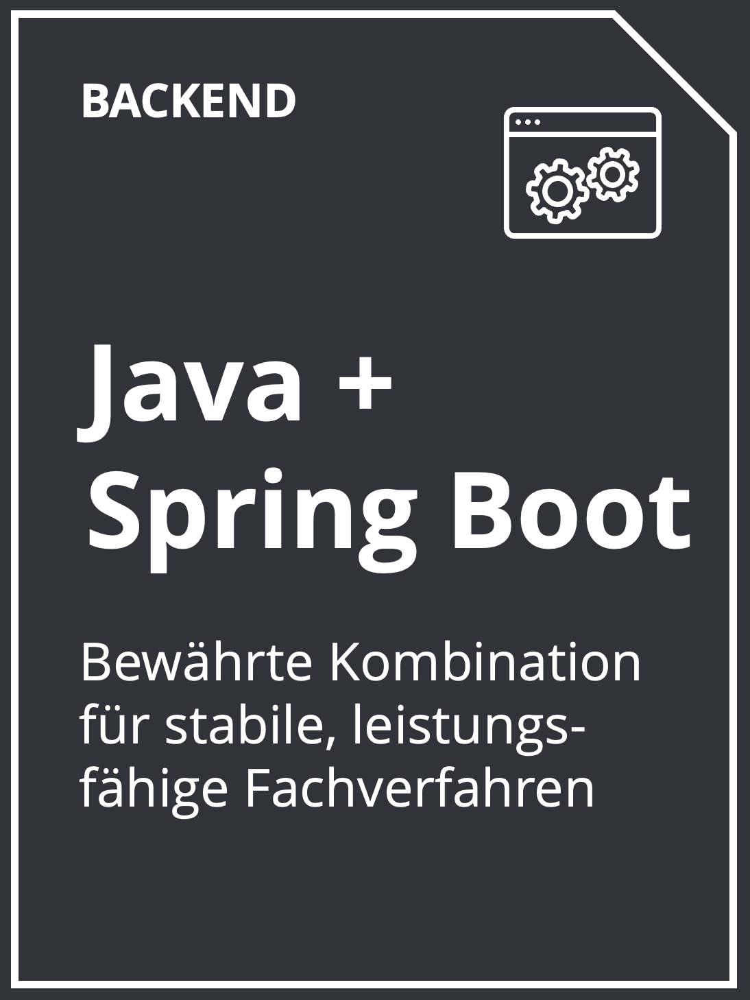 Java und Spring Boot als Backendtechnologie