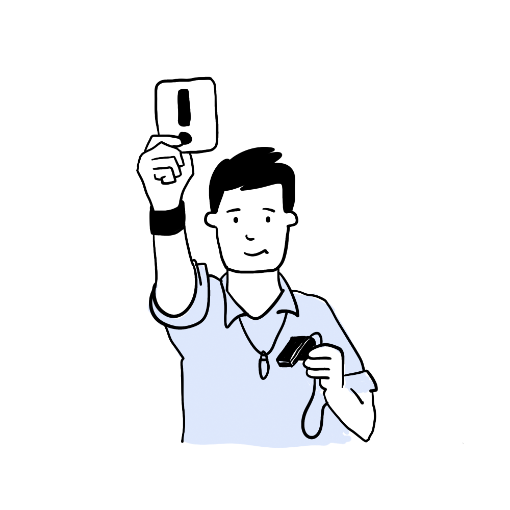 Illustration: Ein Schiedrichter gibt Warnhinweis