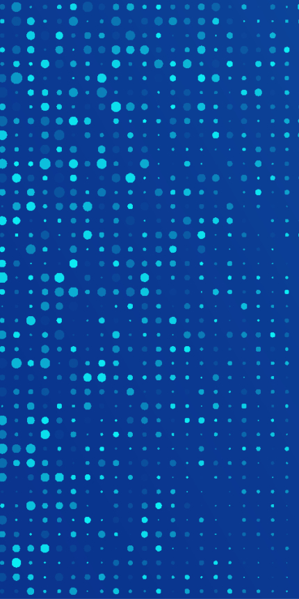 Abstraktes Datenmuster in Blau mit leuchtenden Punkten, das digitale Vernetzung, Datenfluss und moderne Technologien symbolisiert.