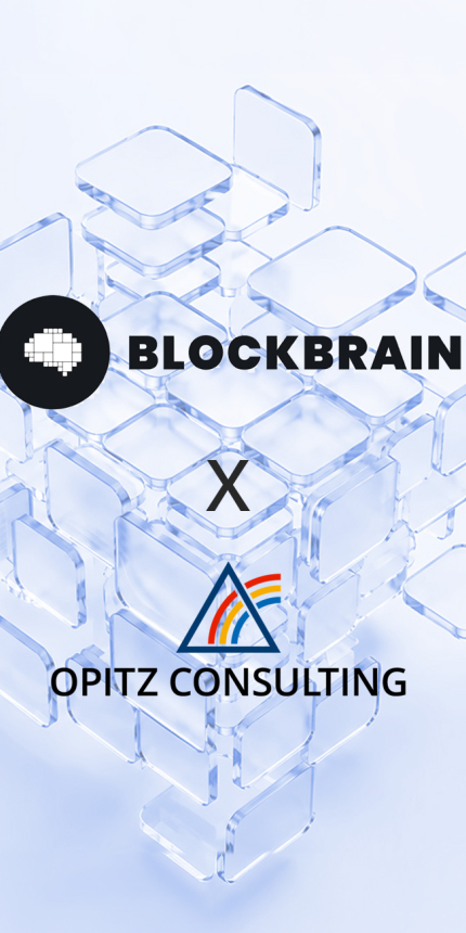 Logos zur Partnerschaft von Blockbrain und OPITZ CONSULTING