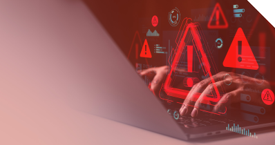 Warnzeichen, die über einer Tastatur schweben