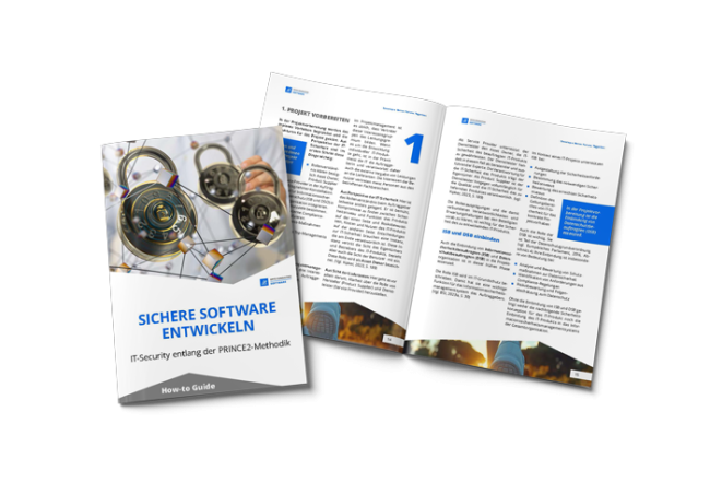 Das Bild zeigt das Cover des E-Books: Sichere Software entwickeln, IT-Security entlang der PRINCE2-Methodik - 